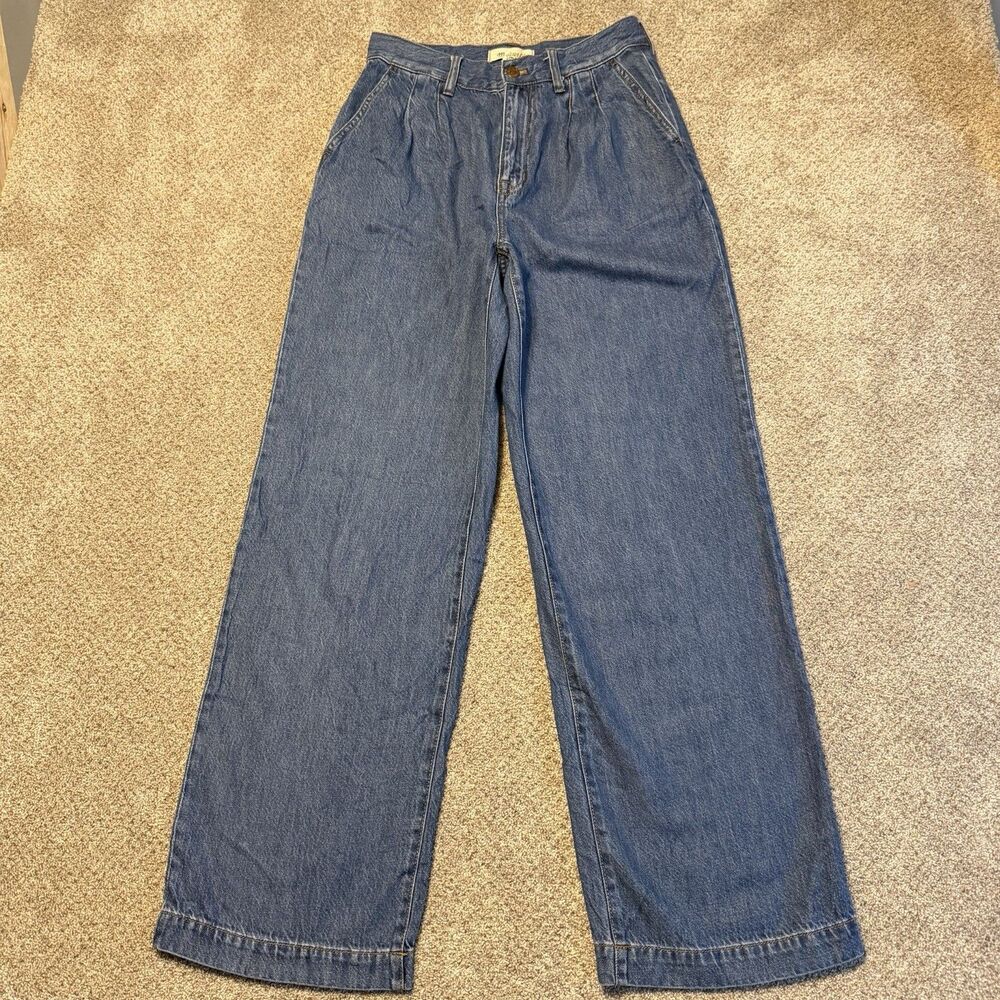 Madewell Baggy Straight Jeans Pleated Edition Blue Denim Women's Size 26